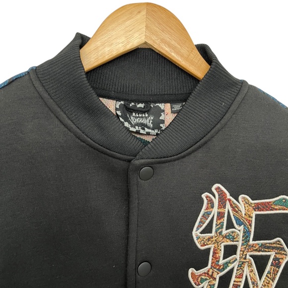 Japanese Samurai Tapestry Back Men’s Bomber Jacket Rebel Vengeance Medium - Picture 5 of 13